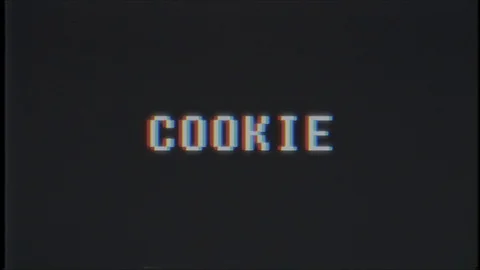 Retro videogame COOKIE word text computer tv glitch interference noise screen 動画素材 89864058
