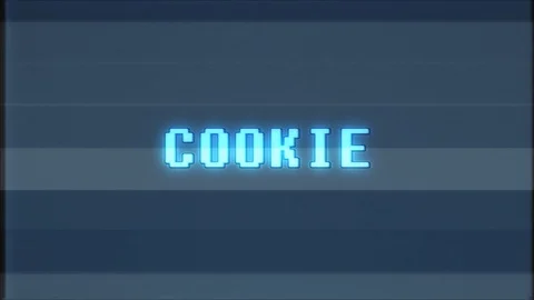 Retro videogame COOKIE word text computer tv glitch interference noise screen 動画素材 89864103