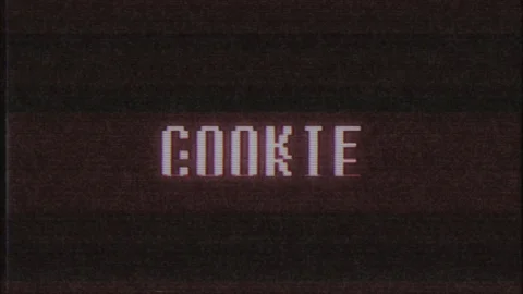 Retro videogame COOKIE word text computer tv glitch interference noise screen 動画素材 89864140