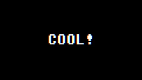 Retro videogame COOL word text computer tv glitch interference noise screen Video stock 89320146