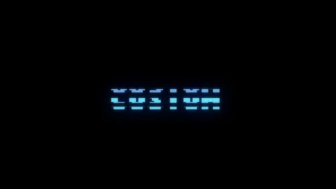 Retro videogame CUSTOM word text computer holographic tv glitch interference Stock-Footage 88521204