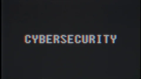 Retro videogame CYBERSECURITY word text computer tv glitch interference noise Stock Footage 89864183