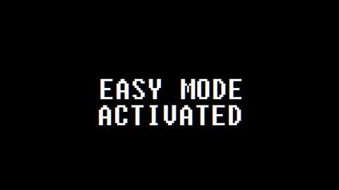 Retro videogame EASY MODE ACTIVATED text computer old tv glitch interference Stock Footage 87250347