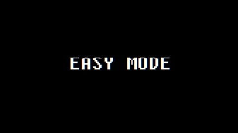 Retro videogame EASY MODE text computer old tv glitch interference noise screen Stock Footage 87251582