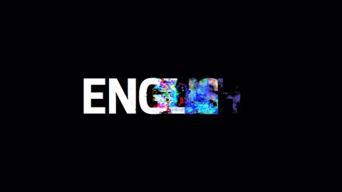 Retro videogame ENGLISH text computer old tv glitch interference noise screen Stock Footage 103043864