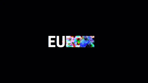 Retro videogame EUROPE text computer old tv glitch interference noise screen Stock Footage 103044036