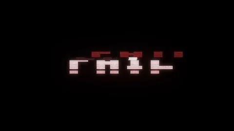 Retro videogame FAIL text computer old tv glitch interference noise screen Video stock 87198131