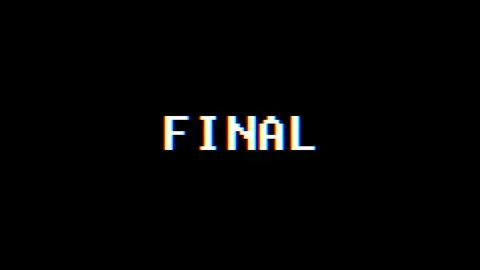 Retro videogame FINAL word text computer tv glitch interference noise screen Stock Footage 89877399