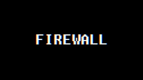 Retro videogame FIREWALL word text computer tv glitch interference noise screen Stock Footage 89865527