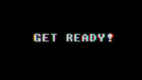 Retro videogame get ready text on old tv glitch interference screen ... New Stock Footage 80517565