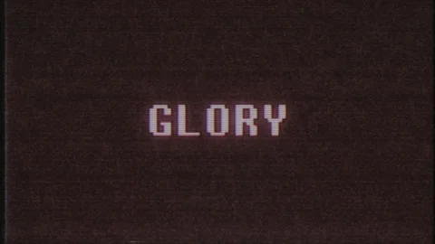 Retro videogame GLORY text computer old tv glitch interference noise screen Video stock 88612929