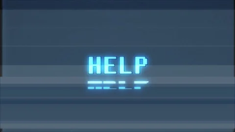 Retro videogame HELP word text computer old tv glitch interference noise screen Stock-Footage 88651072