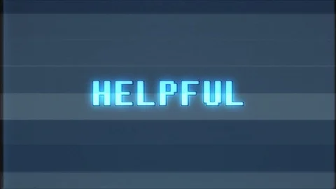 Retro videogame HELPFUL text computer old tv glitch interference noise screen Video stock 88615446