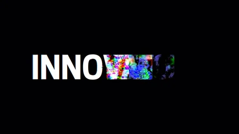 Retro videogame INNOVATION text computer old tv glitch interference noise screen Stock Footage 103045235