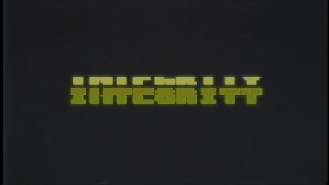 Retro videogame INTEGRITY word text computer tv glitch interference noise screen Stock Footage 89927742