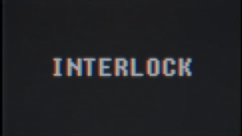 Retro videogame INTERLOCK word text computer tv glitch interference noise screen Stock Footage 90075096
