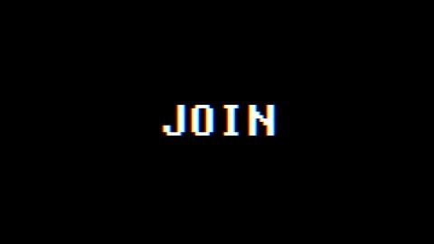 Retro videogame JOIN word text computer tv glitch interference noise screen Stock Footage 89779689