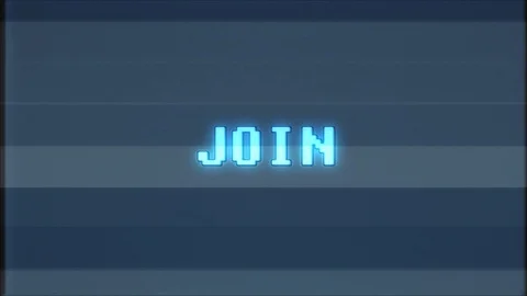 Retro videogame JOIN word text computer tv glitch interference noise screen Stock Footage 89779751