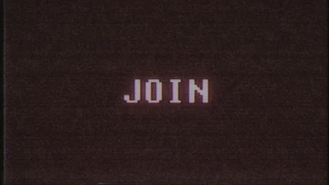 Retro videogame JOIN word text computer tv glitch interference noise screen Video stock 89779778