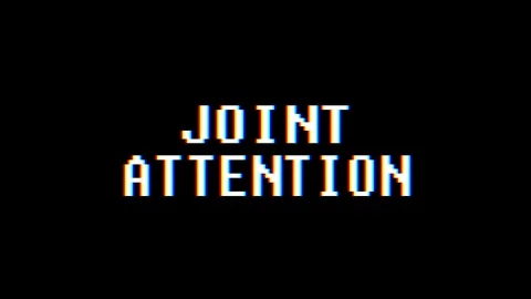 Retro videogame JOINT ATTENTION text computer old tv glitch interference noise Stock Footage 88621653