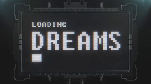 Retro videogame loading dreams text on futuristic tv glitch interference screen Stock Footage 81863845