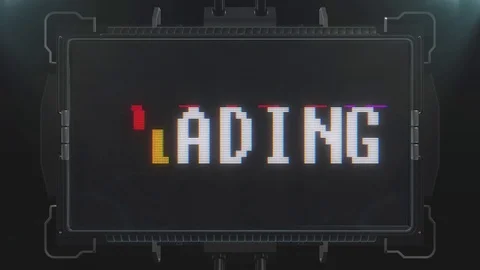 Retro videogame loading text on futuristic tv glitch interference screen Stock Footage 81862664