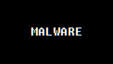 Retro videogame MALWARE word text computer tv glitch interference noise screen Stock Footage 89866634