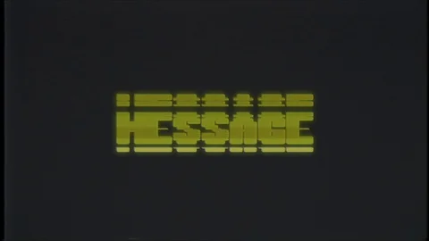 Retro videogame MESSAGE word text computer tv glitch interference noise screen Stock Footage 89287996