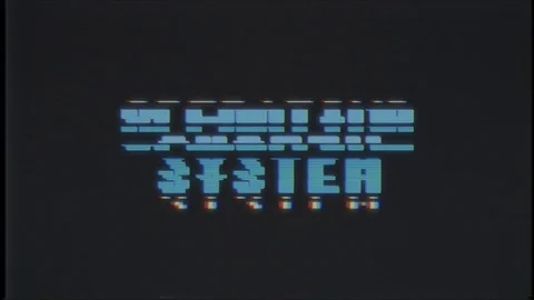 Retro videogame OPERATING SYSTEM word text computer tv glitch interference noise Stock Footage 89867547