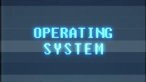 Retro videogame OPERATING SYSTEM word text computer tv glitch interference noise Stock Footage 89867735
