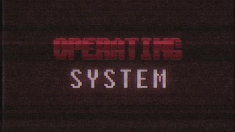 Retro videogame OPERATING SYSTEM word text computer tv glitch interference noise Stock Footage 89867850