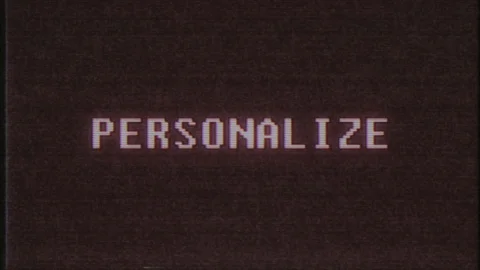 Retro videogame PERSONALIZE word text computer tv glitch interference noise Stock Footage 89779330