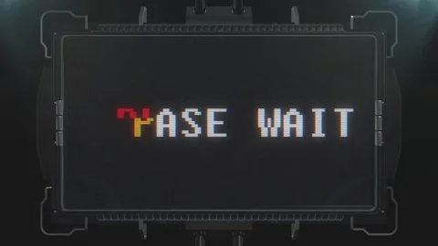 Retro videogame please wait text on futuristic tv glitch interference screen 스톡 동영상 81862442