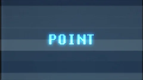 Retro videogame POINT word text computer tv glitch interference noise screen Stock Footage 89908832