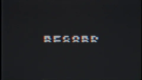 Retro videogame RECORD word text computer tv glitch interference noise screen Stock Footage 90641923