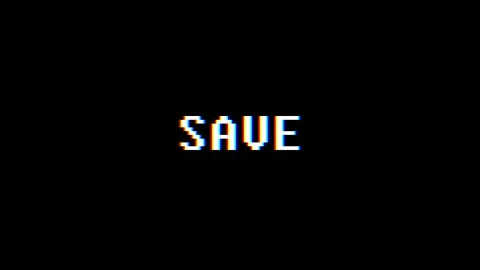 Retro videogame SAVE word text computer tv glitch interference noise screen Stock Footage 90288066