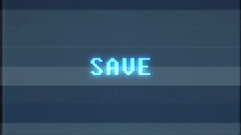 Retro videogame SAVE word text computer tv glitch interference noise screen Stock Footage 90288124