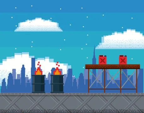 Retro videogame  screen arcade background card Stock Illustration