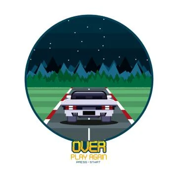 Retro videogame screen arcade background card Stock Illustration