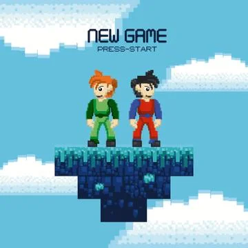 Retro videogame screenplay characters Stock Illustration