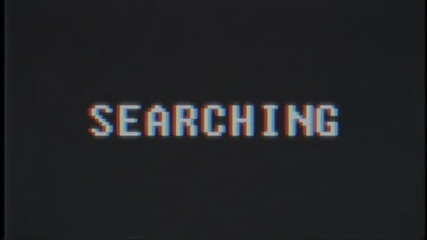 Retro videogame SEARCHING text computer old tv glitch interference noise screen Stock Footage 88535229