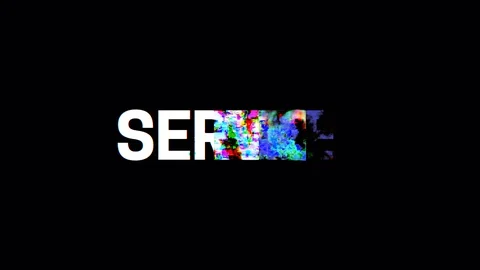 Retro videogame SERVICE text computer old tv glitch interference noise screen Stock Footage 103048035