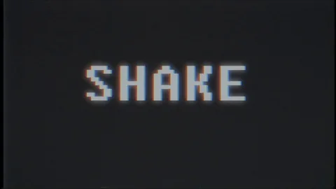 Retro videogame SHAKE text computer old tv glitch interference noise screen Stock Footage 87198742