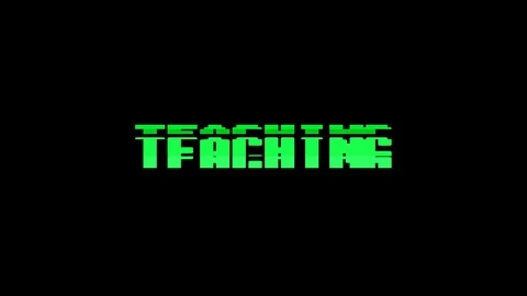 Retro videogame TEACHING word text computer tv glitch interference noise screen Stock Footage 89830335