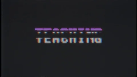 Retro videogame TEACHING word text computer tv glitch interference noise screen Stock Footage 89830448