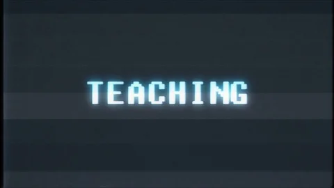 Retro videogame TEACHING word text computer tv glitch interference noise screen Stock Footage 89830566