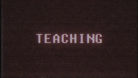 Retro videogame TEACHING word text computer tv glitch interference noise screen Stock Footage 89830638