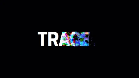 Retro videogame TRACEL text computer old tv glitch interference noise screen Stock Footage 103049330