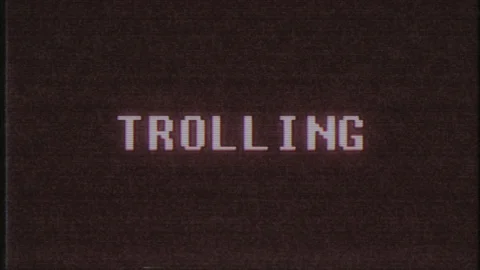 Retro videogame TROLLING word text computer old tv glitch interference noise Stock-Footage 89264553