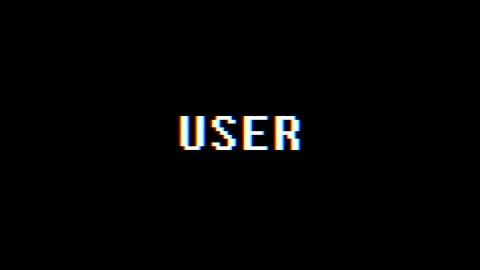 Retro videogame USER word text computer tv glitch interference noise screen Stock Footage 89908327